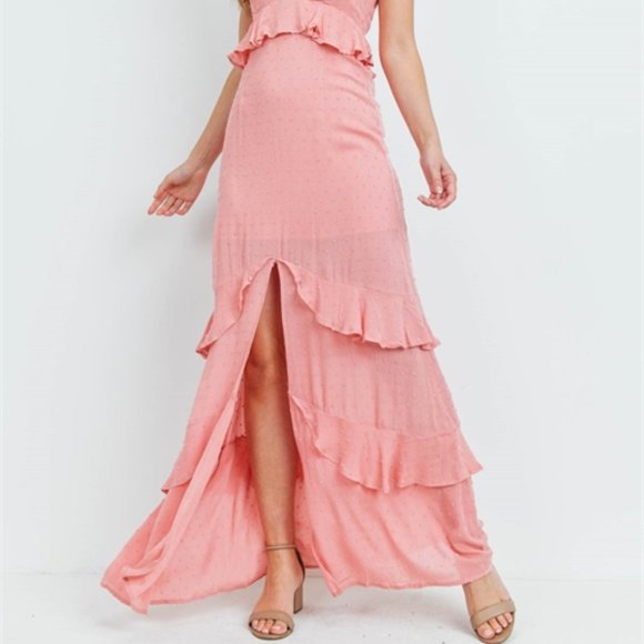 TEXTURED PINK MAXI DRESS - Picture 3 of 12